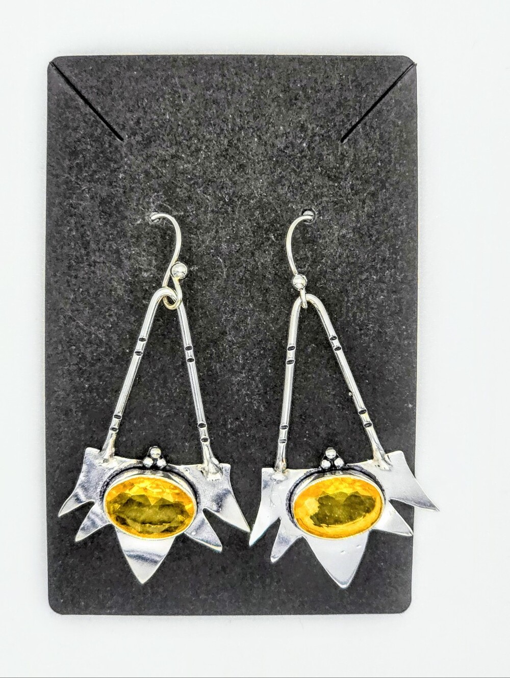 Citrine Gemstone Dangle Earrings In 925 Sterling Silver (2.5")